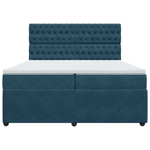 vidaXL Cama box spring con colch&oacute;n terciopelo azul oscuro 200x200 cm