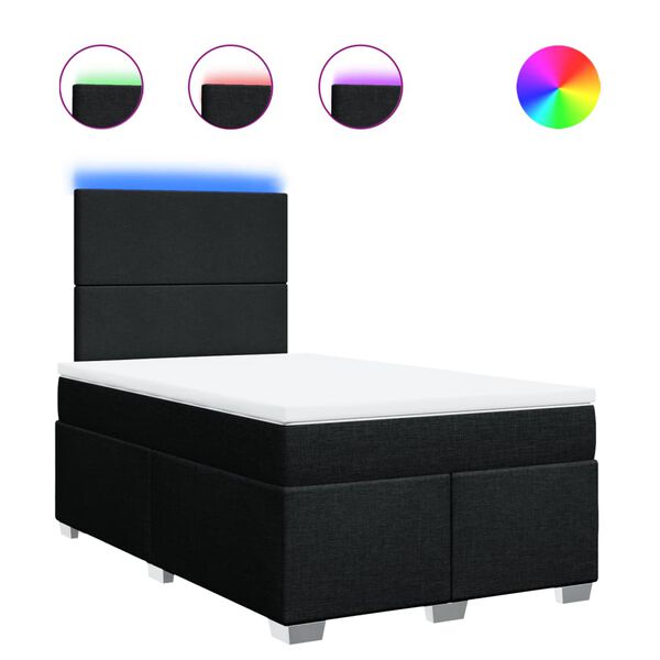 vidaXL Cama box spring con colch&oacute;n tela negro 120x190 cm