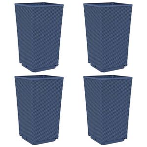 vidaXL Jardineras 4 unidades PP azul gris 32,5x32,5x57 cm