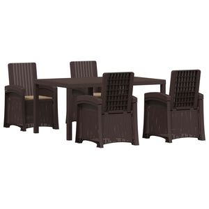 vidaXL Conjunto de Comedor de Jard&iacute;n 5 uds. Marr&oacute;n y Topo PP