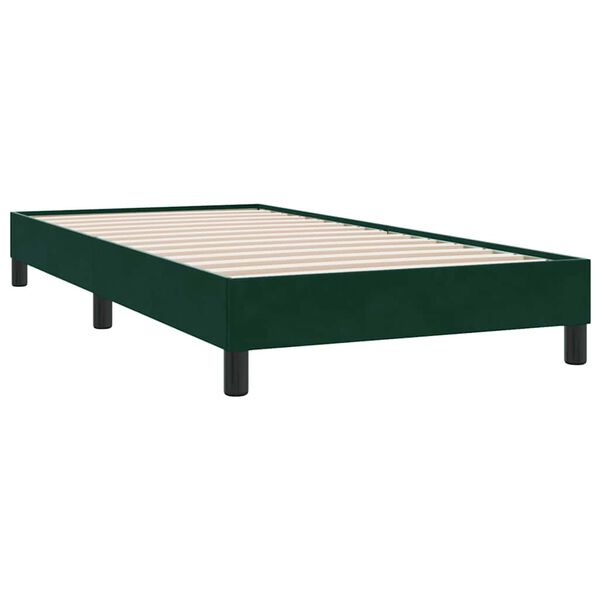 vidaXL Cama box spring sin colch&oacute;n terciopelo verde oscuro 90x210 cm