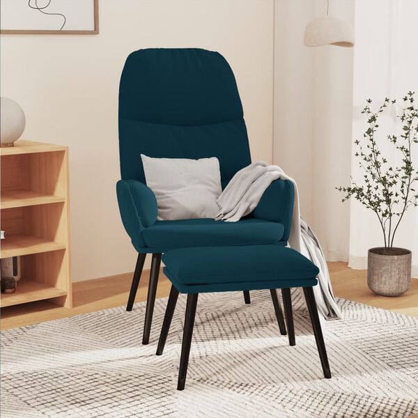 vidaXL Sill&oacute;n de relax con taburete terciopelo azul