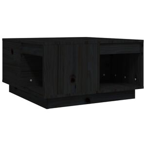 vidaXL Mesa de centro de madera maciza de pino negro 60x61x32,5 cm