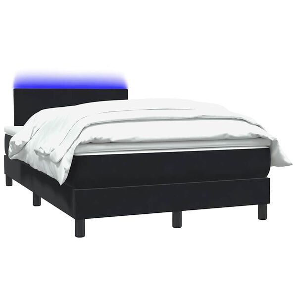 vidaXL Cama box spring con colch&oacute;n y LED terciopelo negro 120x210 cm