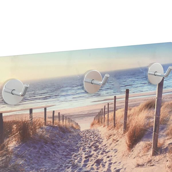 vidaXL Perchero de pared vidrio templado playa 40x25 cm
