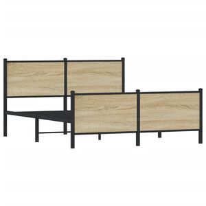 vidaXL Estructura de cama sin colch&oacute;n metal roble Sonoma 160x200 cm