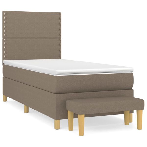 vidaXL Cama box spring con colch&oacute;n tela gris taupe 90x190 cm