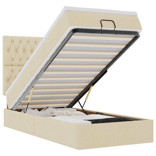 vidaXL Cama otomana con colch&oacute;n crema 90x200 cm tela