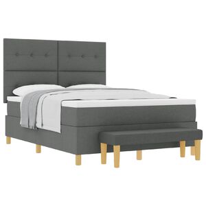 vidaXL Cama tipo Box Spring con colch&oacute;n Gris oscuro 160 x 200 cm tela