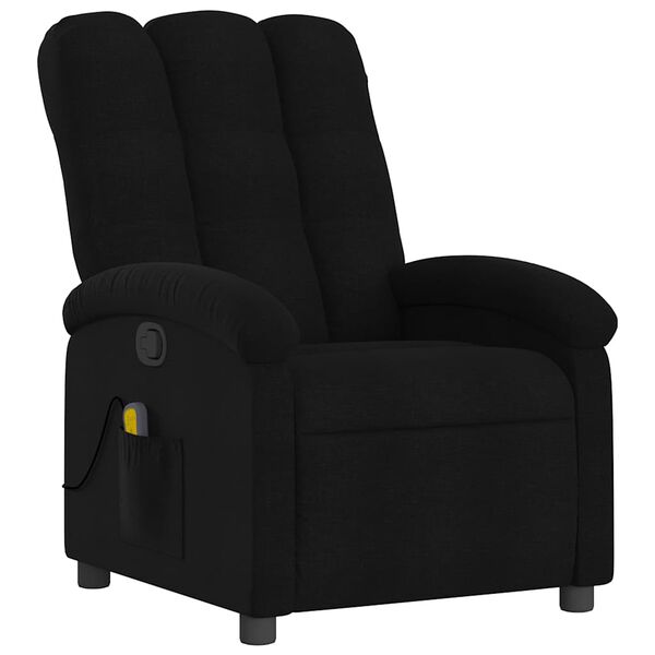 vidaXL Sill&oacute;n reclinable de masaje de tela negro