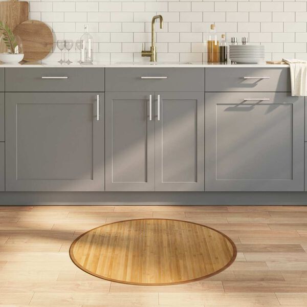 vidaXL Alfombra redonda bamb&uacute; color natural 80 cm