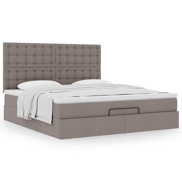 vidaXL Estructura de cama otomana colch&oacute;n tela gris pardo 180x200 cm