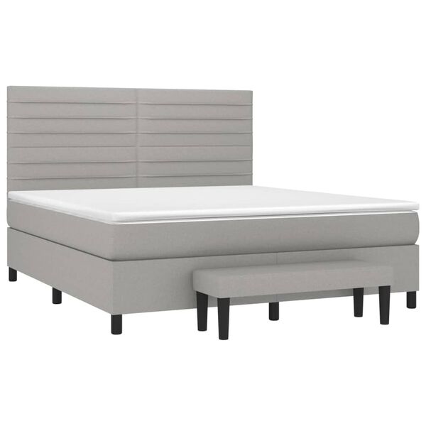 vidaXL Cama box spring con colch&oacute;n tela gris claro 180x200 cm