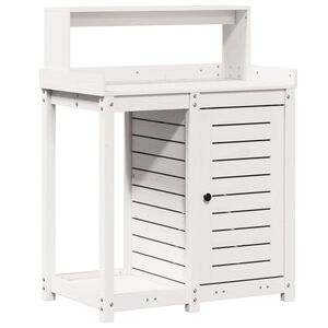 vidaXL Mesa plantaci&oacute;n con estantes madera pino blanco 82,5x50x109,5cm