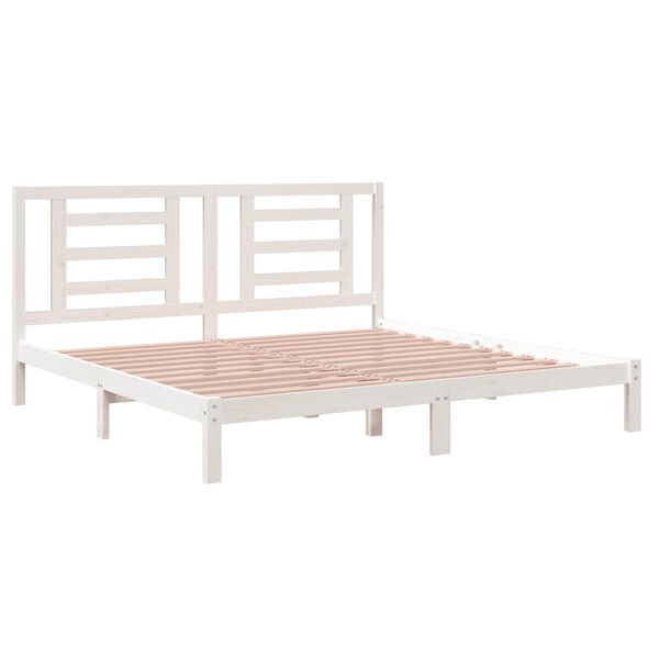 vidaXL Estructura de cama sin colch&oacute;n madera maciza blanca 200x200 cm