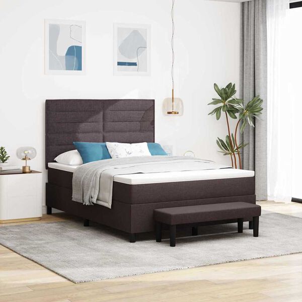 vidaXL Cama tipo Box Spring Marr&oacute;n Oscuro 140 x 190 cm tela