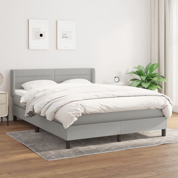 vidaXL Cama box spring con colch&oacute;n tela gris claro 140x200 cm