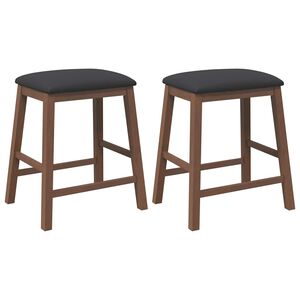 vidaXL Sillas de bar con cojines 2 uds madera maciza marr&oacute;n caucho