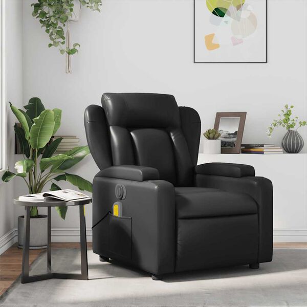 vidaXL Sill&oacute;n de masaje reclinable cuero sint&eacute;tico negro