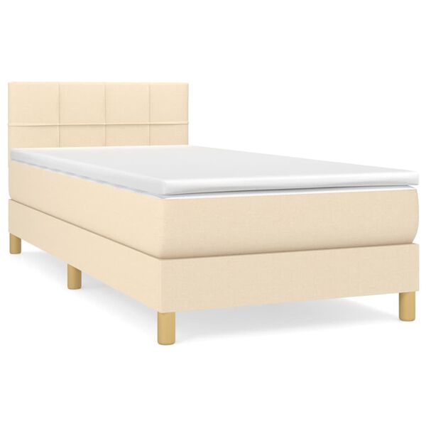 vidaXL Cama box spring con colch&oacute;n tela color crema 80x200 cm