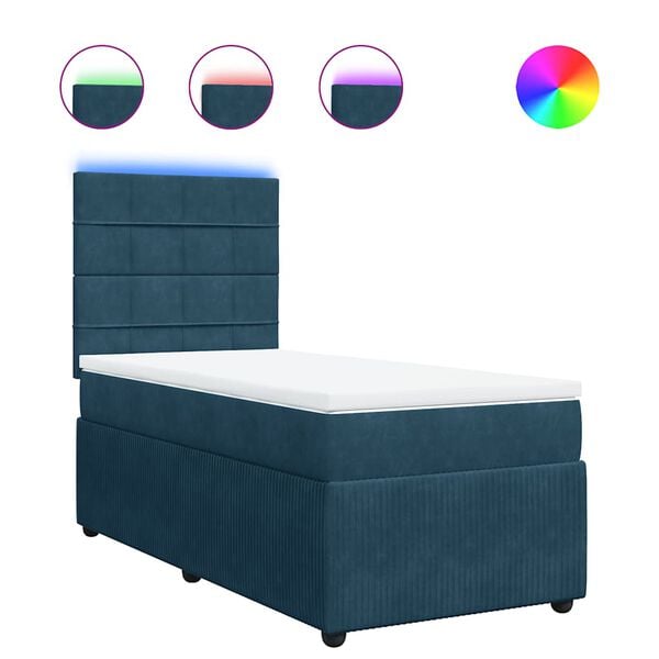 vidaXL Cama box spring con colch&oacute;n terciopelo azul 100x200 cm