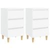 vidaXL Mesitas de noche 2 uds patas madera maciza blanco 40x35x69 cm