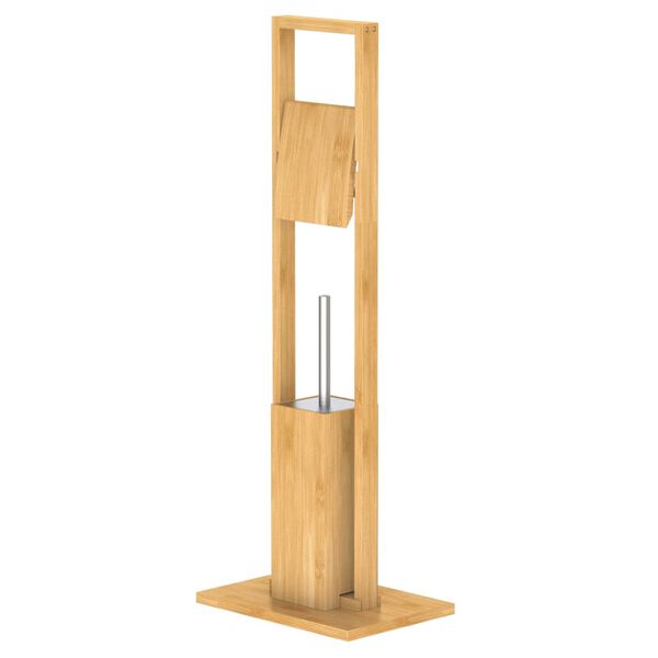 EISL Juego de ba&ntilde;o con rollo y escobilla de bamb&uacute; 30x21x82 cm