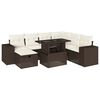 vidaXL Set sof&aacute;s de jard&iacute;n 8 piezas y cojines rat&aacute;n sint&eacute;tico marr&oacute;n