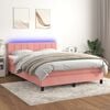 vidaXL Cama box spring colch&oacute;n y LED terciopelo rosa 140x190 cm