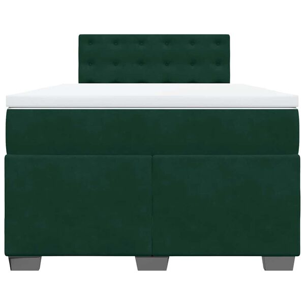 vidaXL Cama box spring con colch&oacute;n terciopelo verde oscuro 140x190 cm