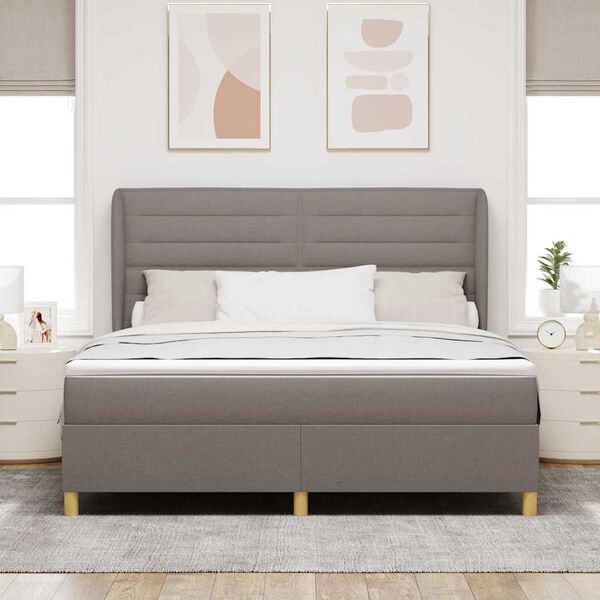 vidaXL Cama con Somier y Colch&oacute;n Gris Oscuro 90x190 cm de Tela Taup&eacute;