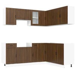 vidaXL Mueble cocina Porto roble marr&oacute;n 11 pzas madera contrachapada