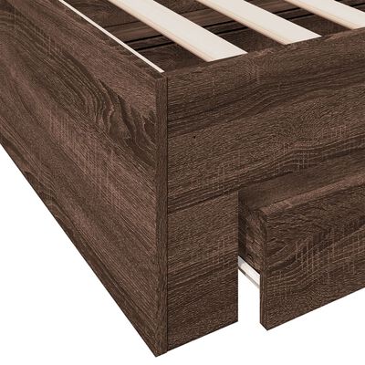 vidaXL Cama con cajones madera de ingeniería marrón roble 90x190 cm