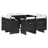 vidaXL Set de comedor de jardín 9 pzas y cojines ratán sintético negro