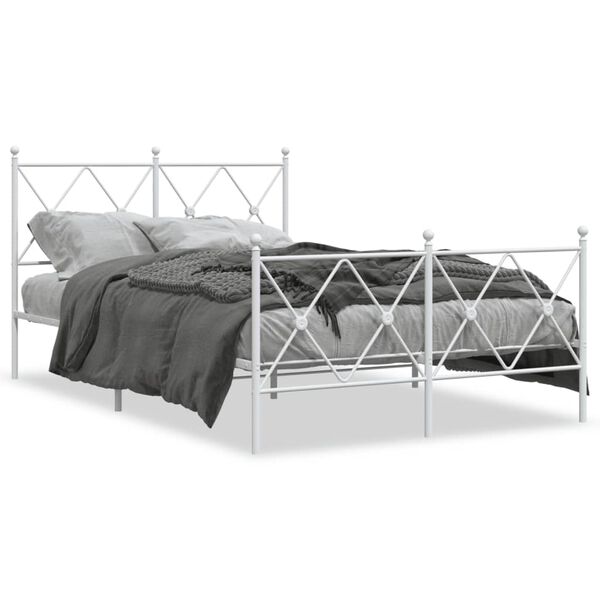 vidaXL Estructura cama sin colch&oacute;n con estribo metal blanco 120x200 cm