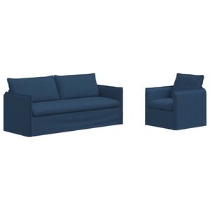 vidaXL Sof&aacute; 2 pcs Azul 196 x 82 x 85 cm tela