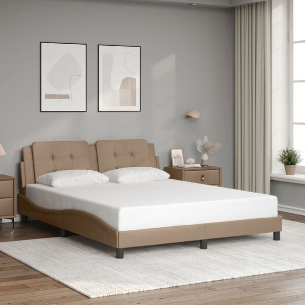 vidaXL Estructura de cama con LED sin colch&oacute;n Zadar capuchino 160x200 cm