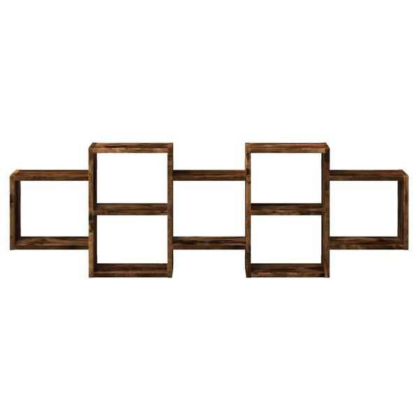 vidaXL Estante de pared madera ingeniería roble ahumado 129x18x42 cm