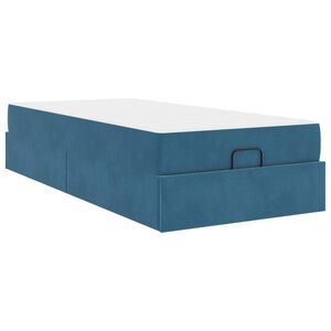 vidaXL Estructura de cama con colch&oacute;n 2 pcs Azul Terciopelo