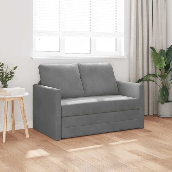 vidaXL Sof&aacute; cama de suelo 2 en 1 terciopelo gris oscuro 122x204x55 cm