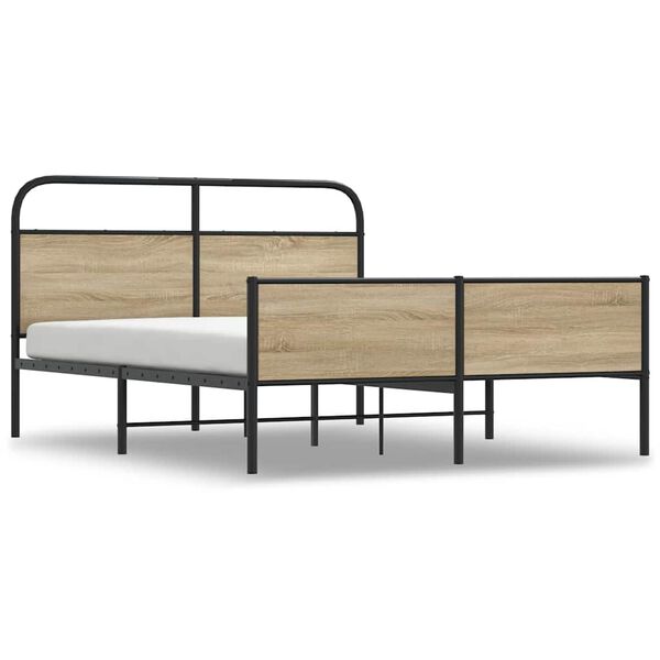 vidaXL Estructura de cama sin colch&oacute;n metal roble ahumado 160x200 cm