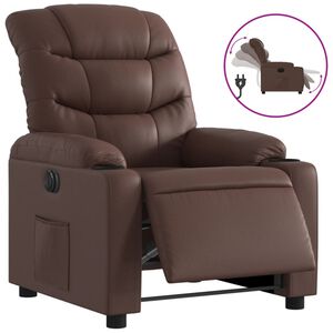 vidaXL Sill&oacute;n reclinable el&eacute;ctrico de cuero sint&eacute;tico marr&oacute;n