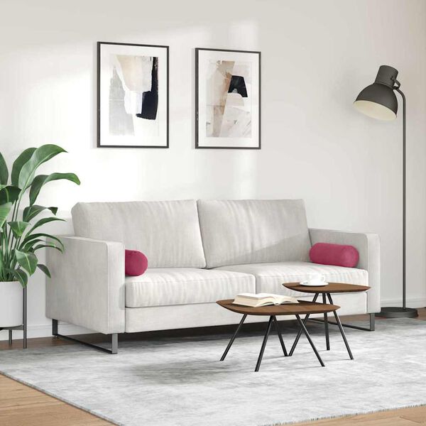 vidaXL Cojines Bolster 2 pcs Rojo vino &Oslash; 15 x 40 cm Tela de pana