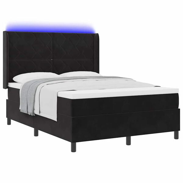 vidaXL Cama tipo Box Spring con cabecera Negro 140 x 190 cm Terciopelo