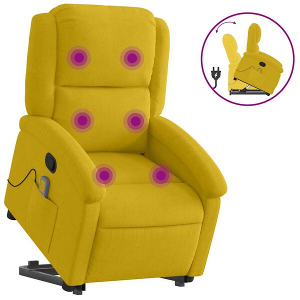 vidaXL Sill&oacute;n reclinable de masaje elevable terciopelo amarillo