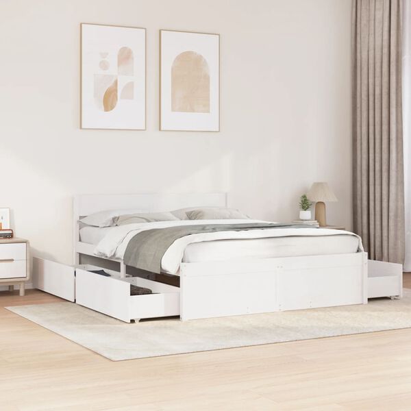 vidaXL Estructura de cama sin colchón madera de pino blanca 140x200 cm