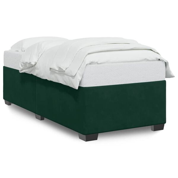 vidaXL Estructura cama sin colch&oacute;n terciopelo verde oscuro 100x200 cm