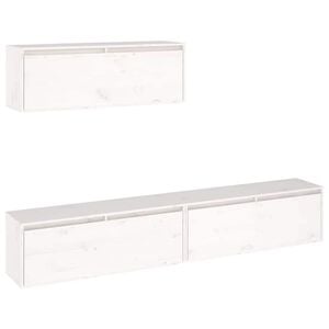 vidaXL Conjunto de mueble de TV 3 piezas madera maciza de pino blanco