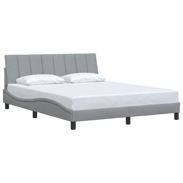vidaXL Estructura de cama sin colch&oacute;n Hanko tela gris claro 160x200 cm