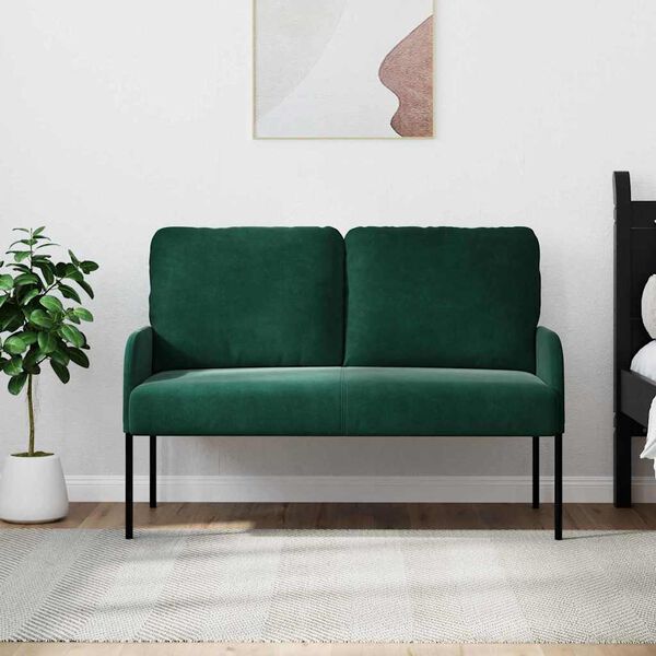 vidaXL Sof&aacute;s con coj&iacute;n 110cm Verde oscuro Madera contrachapada